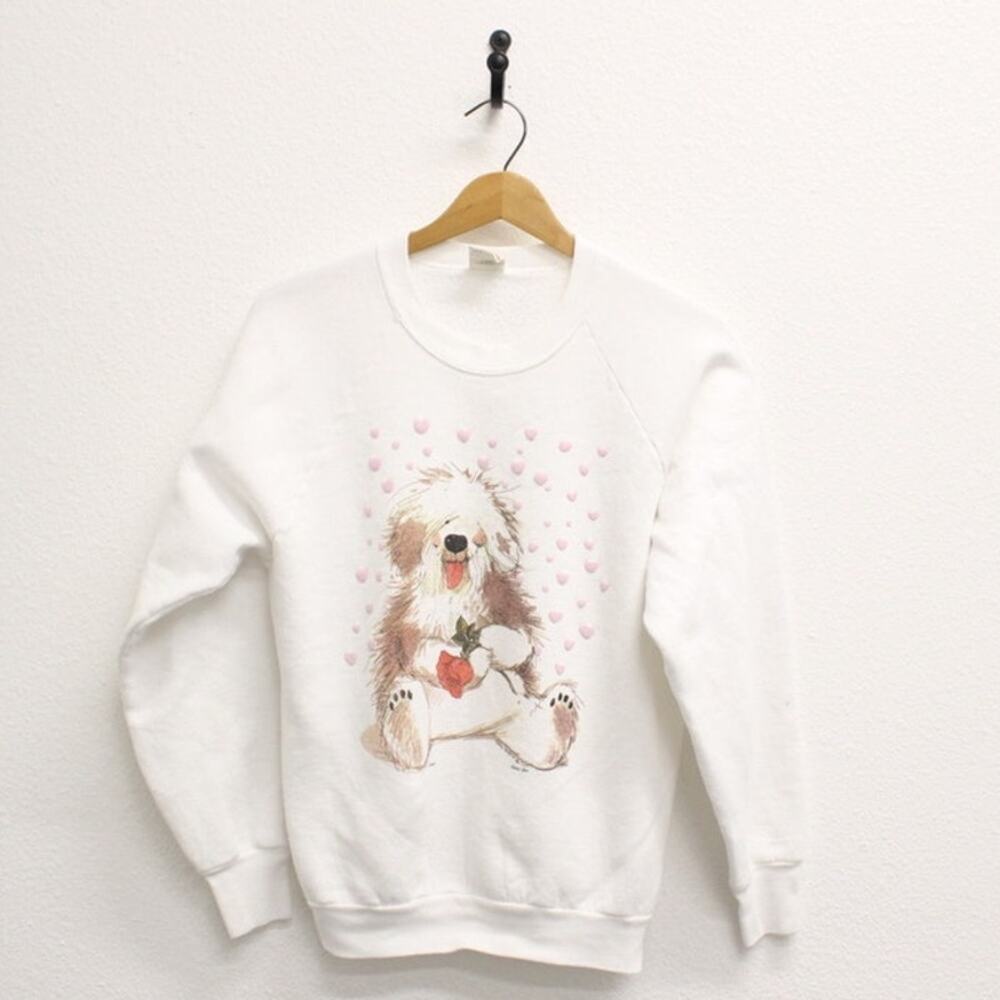 Vintage Bearded Collie Shaggy Dog Sweatshirt Large